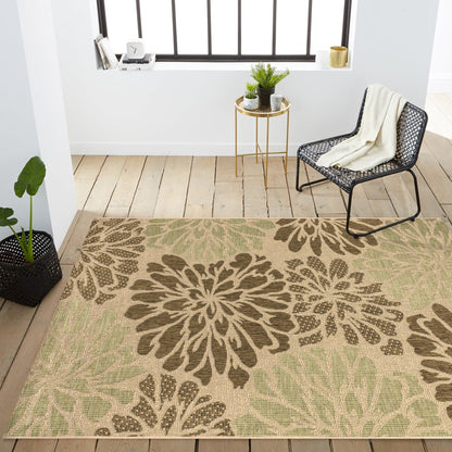 Tapis d'intérieur/extérieur à tissage texturé floral JONATHAN Y