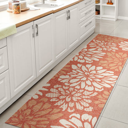 Tapis d'intérieur/extérieur à tissage texturé floral JONATHAN Y