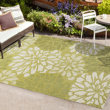 Tapis d'intérieur/extérieur à tissage texturé floral JONATHAN Y