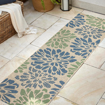 Tapis d'intérieur/extérieur à tissage texturé floral JONATHAN Y