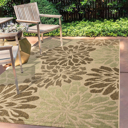 Tapis d'intérieur/extérieur à tissage texturé floral JONATHAN Y