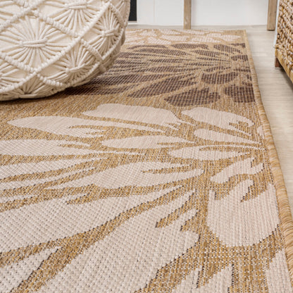 Tapis d'intérieur/extérieur à tissage texturé floral JONATHAN Y