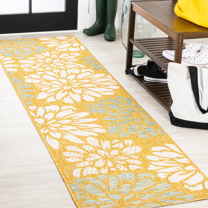 Tapis d'intérieur/extérieur à tissage texturé floral JONATHAN Y