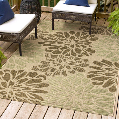 Tapis d'intérieur/extérieur à tissage texturé floral JONATHAN Y