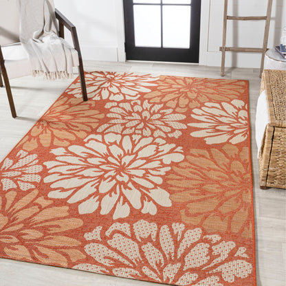 Tapis d'intérieur/extérieur à tissage texturé floral JONATHAN Y
