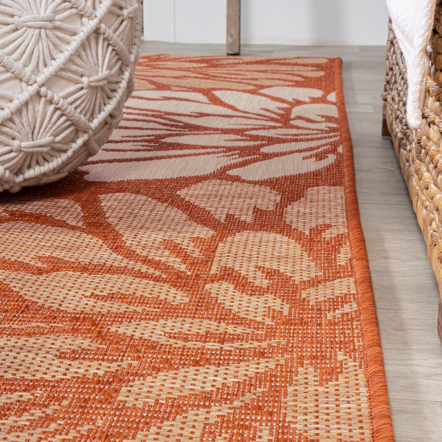 Tapis d'intérieur/extérieur à tissage texturé floral JONATHAN Y