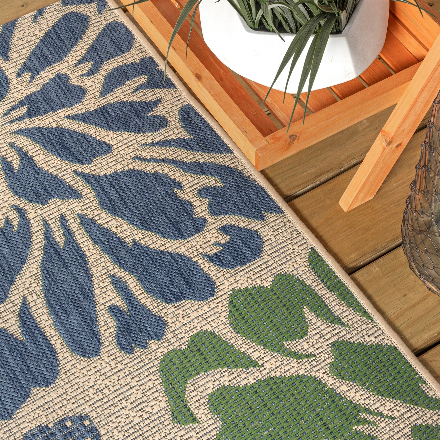 Tapis d'intérieur/extérieur à tissage texturé floral JONATHAN Y