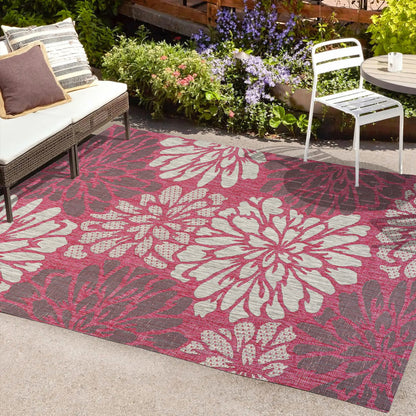 Tapis d'intérieur/extérieur à tissage texturé floral JONATHAN Y