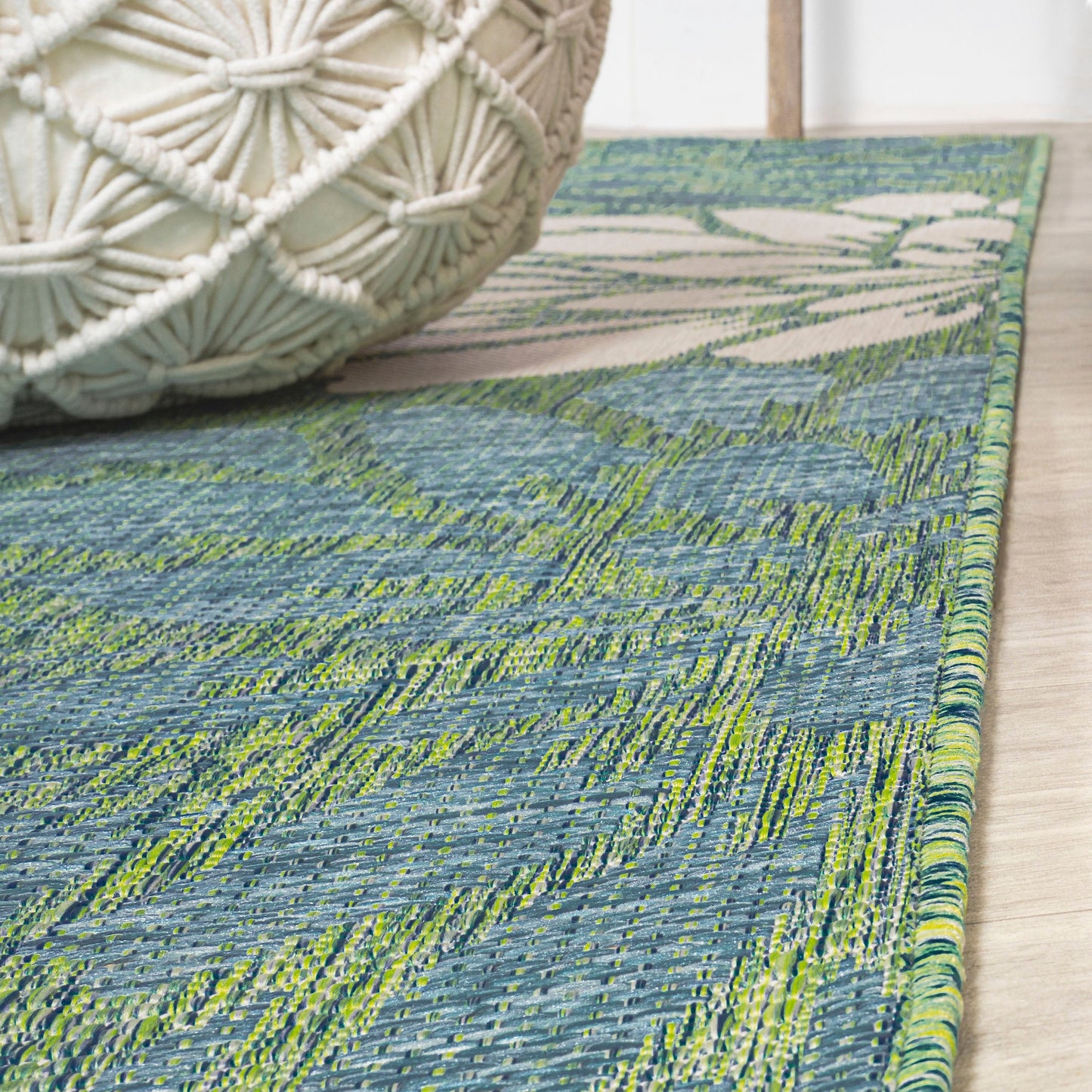 Tapis d'intérieur/extérieur à tissage texturé floral JONATHAN Y