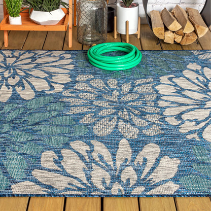 Tapis d'intérieur/extérieur à tissage texturé floral JONATHAN Y
