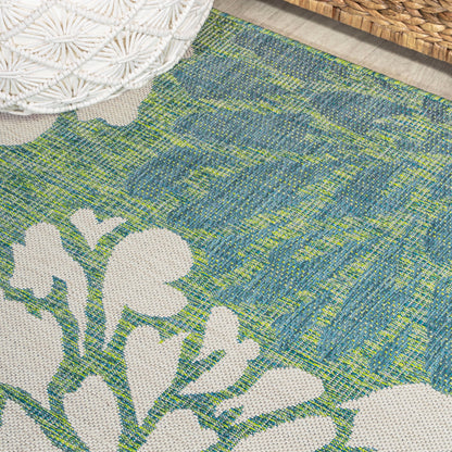 Tapis d'intérieur/extérieur à tissage texturé floral JONATHAN Y