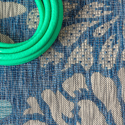 Tapis d'intérieur/extérieur à tissage texturé floral JONATHAN Y