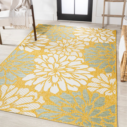 Tapis d'intérieur/extérieur à tissage texturé floral JONATHAN Y