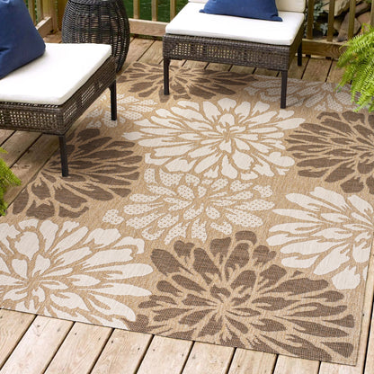 Tapis d'intérieur/extérieur à tissage texturé floral JONATHAN Y