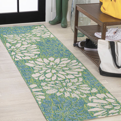Tapis d'intérieur/extérieur à tissage texturé floral JONATHAN Y
