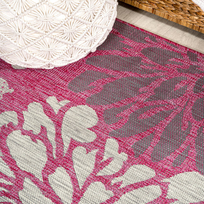Tapis d'intérieur/extérieur à tissage texturé floral JONATHAN Y