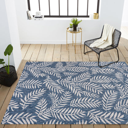 JONATHAN Y Tapis intérieur/extérieur à fronde de palmier Galon