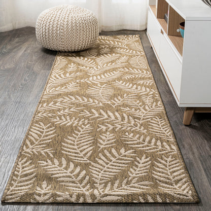 JONATHAN Y Tapis intérieur/extérieur à fronde de palmier Galon