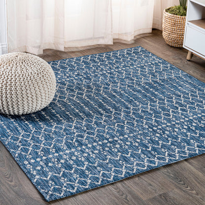 Tapis d'intérieur/extérieur à tissage géométrique marocain JONATHAN Y Trebol