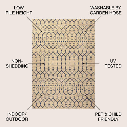 Tapis d'intérieur/extérieur à tissage géométrique marocain JONATHAN Y Trebol