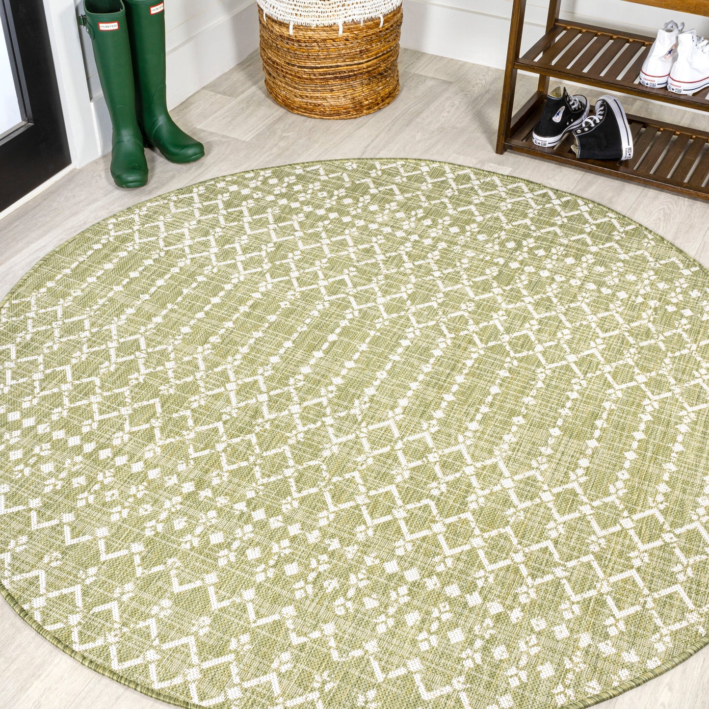 Tapis d'intérieur/extérieur à tissage géométrique marocain JONATHAN Y Trebol