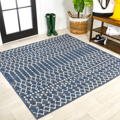 Tapis d'intérieur/extérieur à tissage géométrique marocain JONATHAN Y Trebol