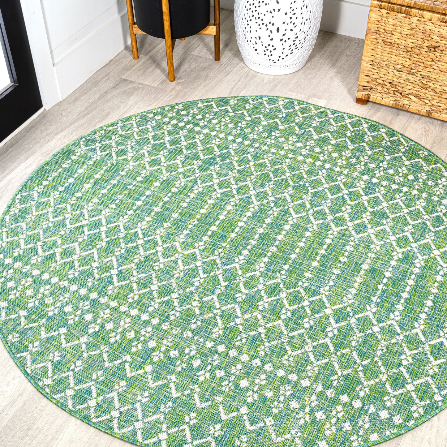 Tapis d'intérieur/extérieur à tissage géométrique marocain JONATHAN Y Trebol