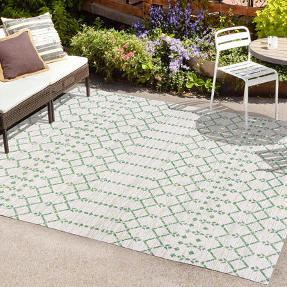 Tapis d'intérieur/extérieur à tissage géométrique marocain JONATHAN Y Trebol