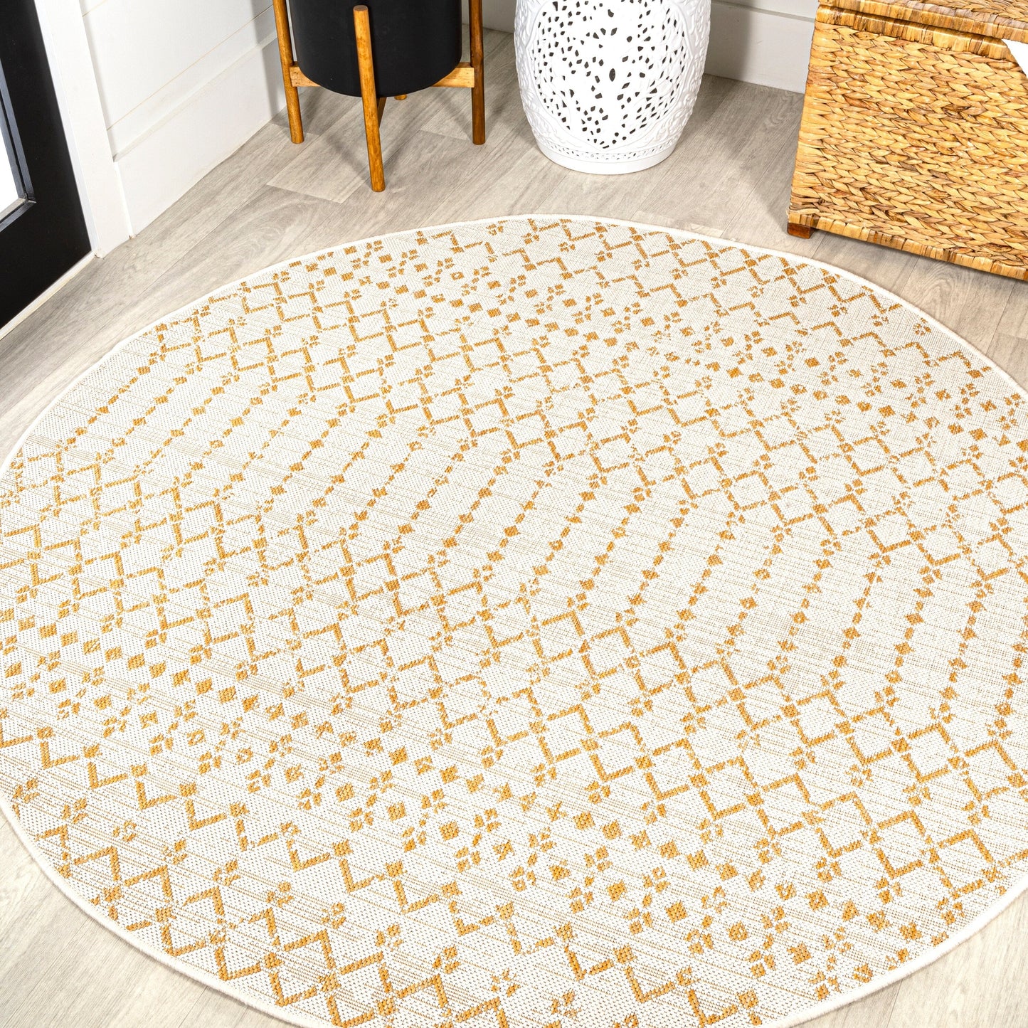 Tapis d'intérieur/extérieur à tissage géométrique marocain JONATHAN Y Trebol