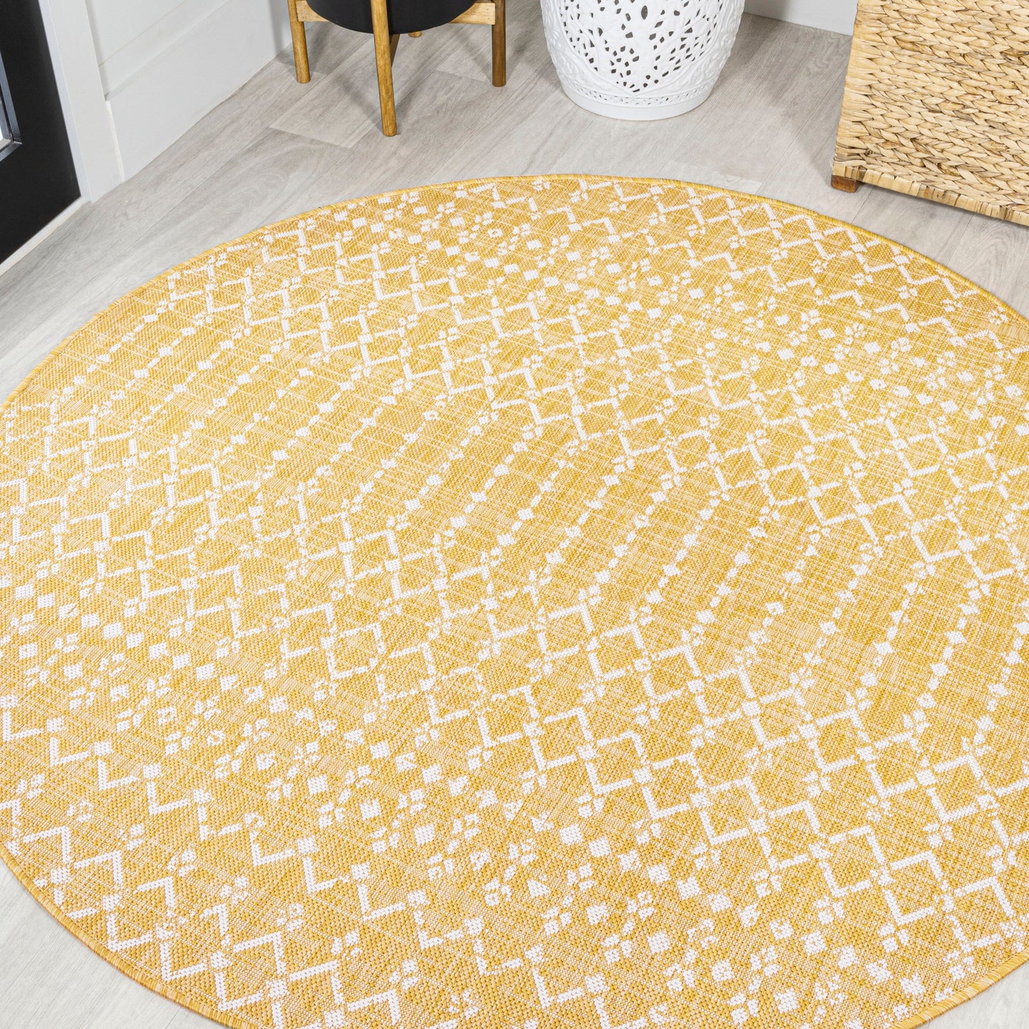 Tapis d'intérieur/extérieur à tissage géométrique marocain JONATHAN Y Trebol
