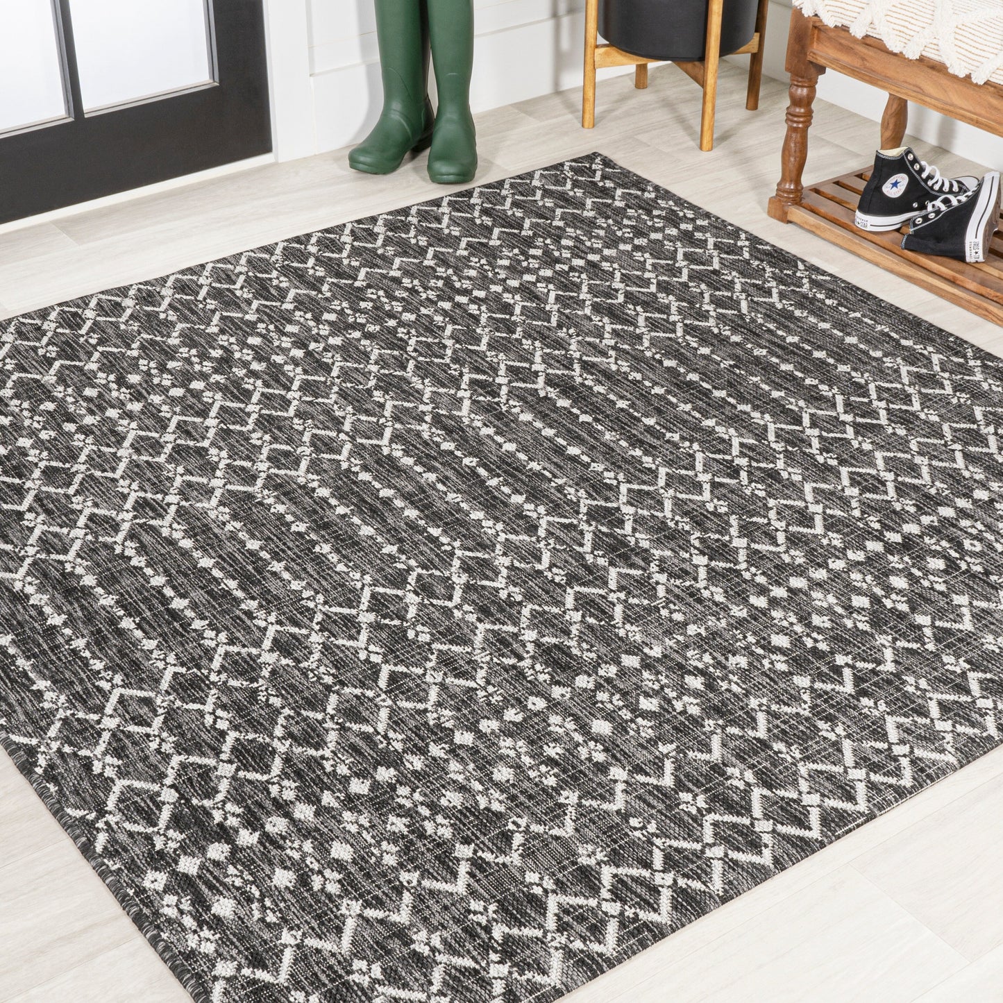 Tapis d'intérieur/extérieur à tissage géométrique marocain JONATHAN Y Trebol