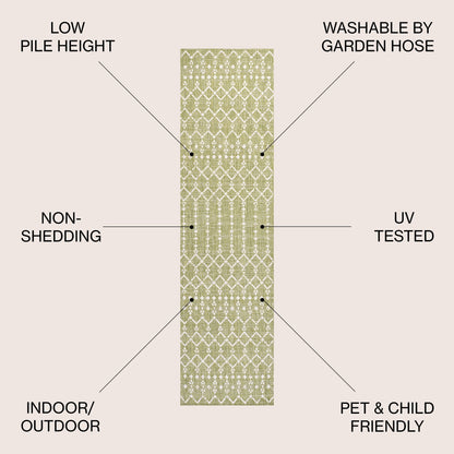 Tapis d'intérieur/extérieur à tissage géométrique marocain JONATHAN Y Trebol