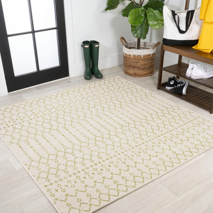 Tapis d'intérieur/extérieur à tissage géométrique marocain JONATHAN Y Trebol