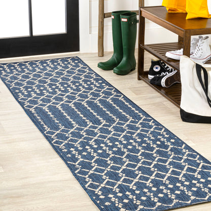 Tapis d'intérieur/extérieur à tissage géométrique marocain JONATHAN Y Trebol