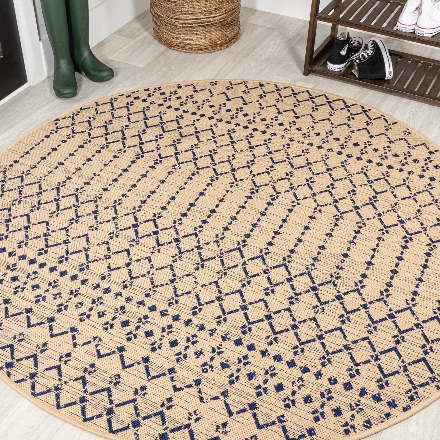Tapis d'intérieur/extérieur à tissage géométrique marocain JONATHAN Y Trebol