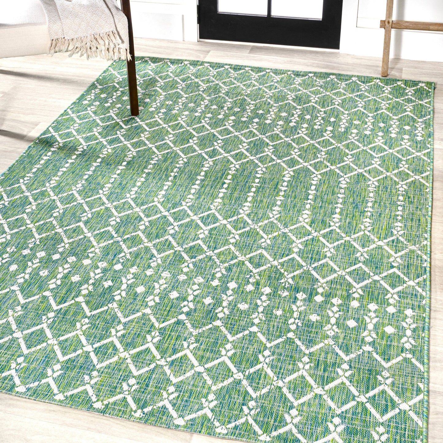 Tapis d'intérieur/extérieur à tissage géométrique marocain JONATHAN Y Trebol