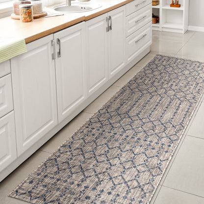 Tapis d'intérieur/extérieur à tissage géométrique marocain JONATHAN Y Trebol