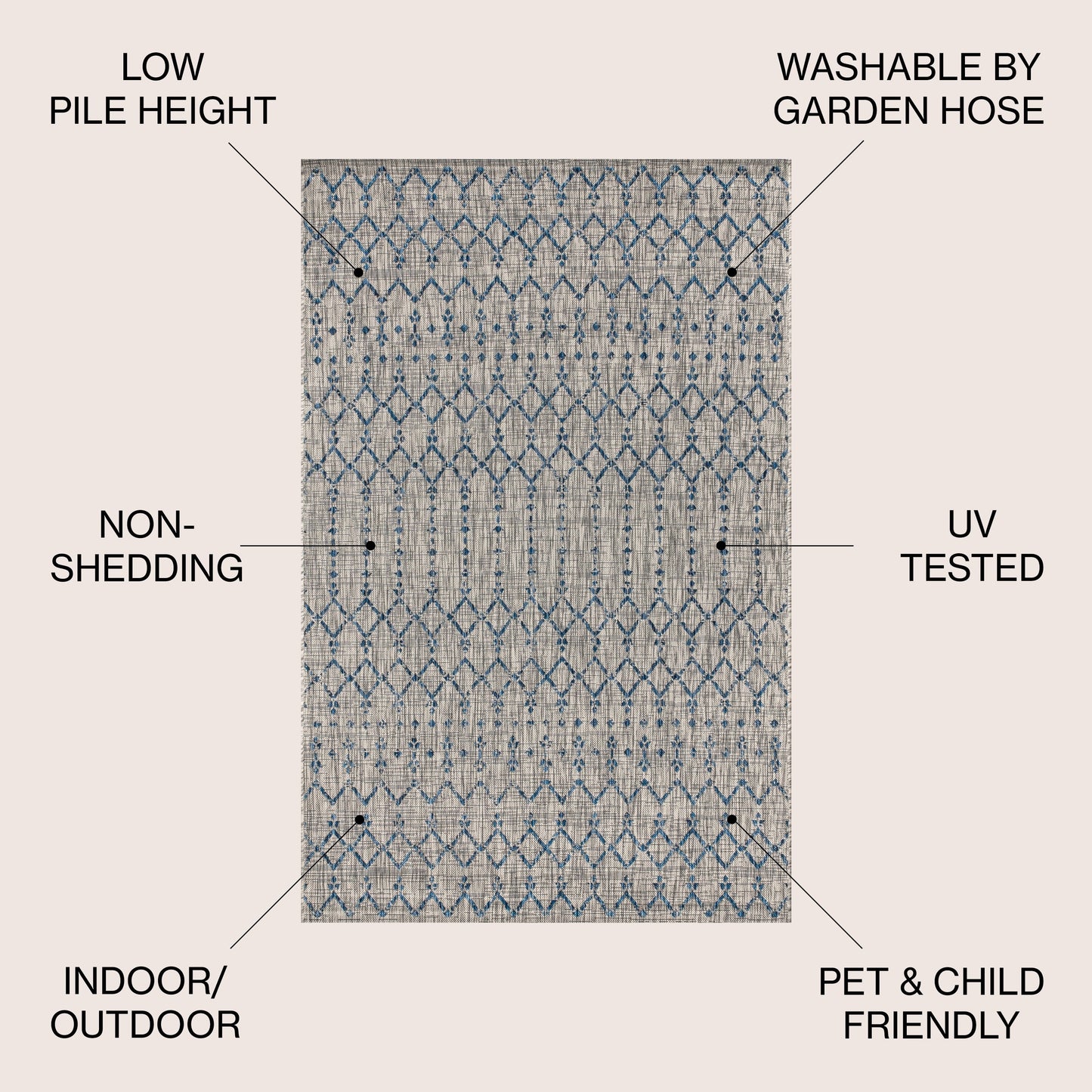 Tapis d'intérieur/extérieur à tissage géométrique marocain JONATHAN Y Trebol
