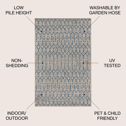 Tapis d'intérieur/extérieur à tissage géométrique marocain JONATHAN Y Trebol