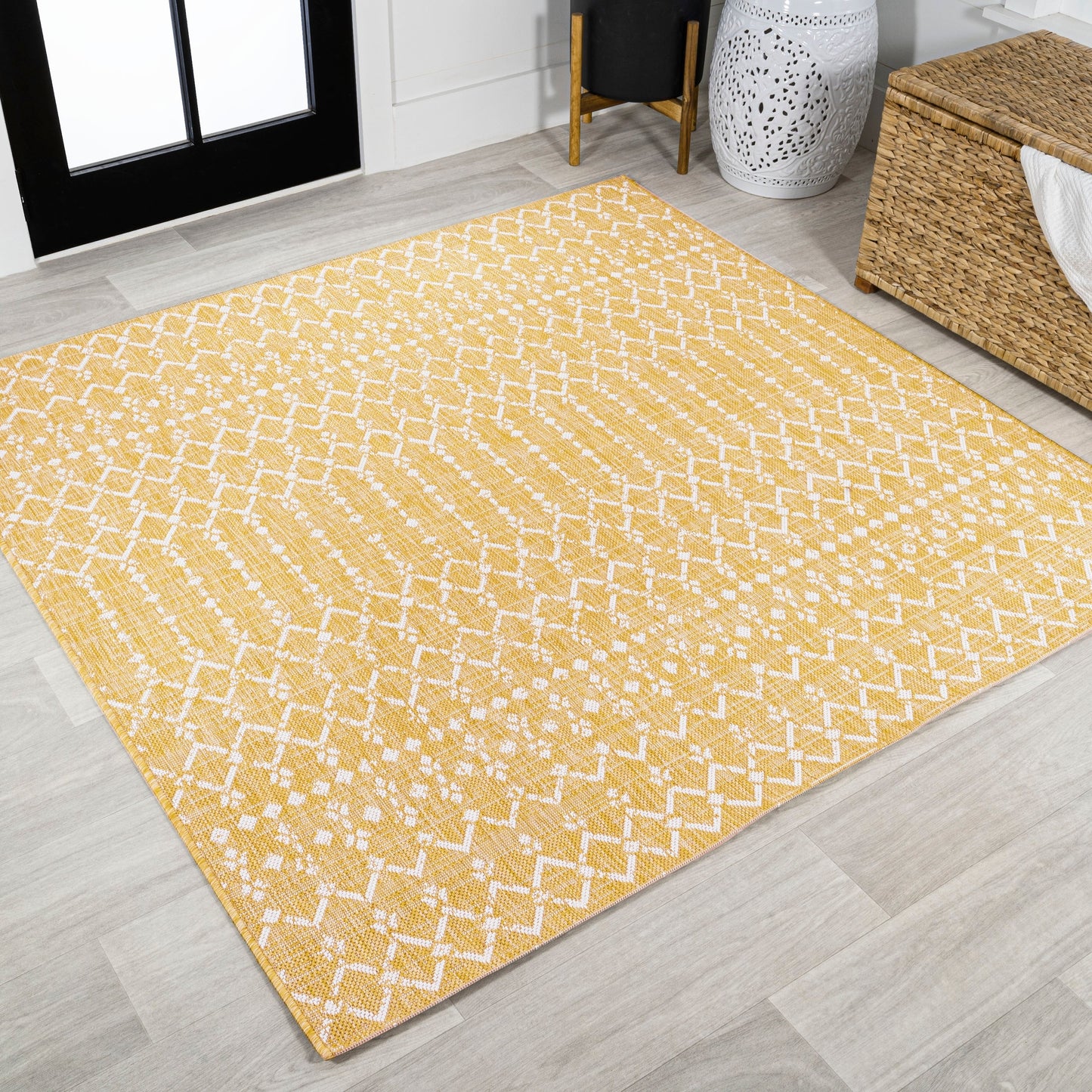 Tapis d'intérieur/extérieur à tissage géométrique marocain JONATHAN Y Trebol