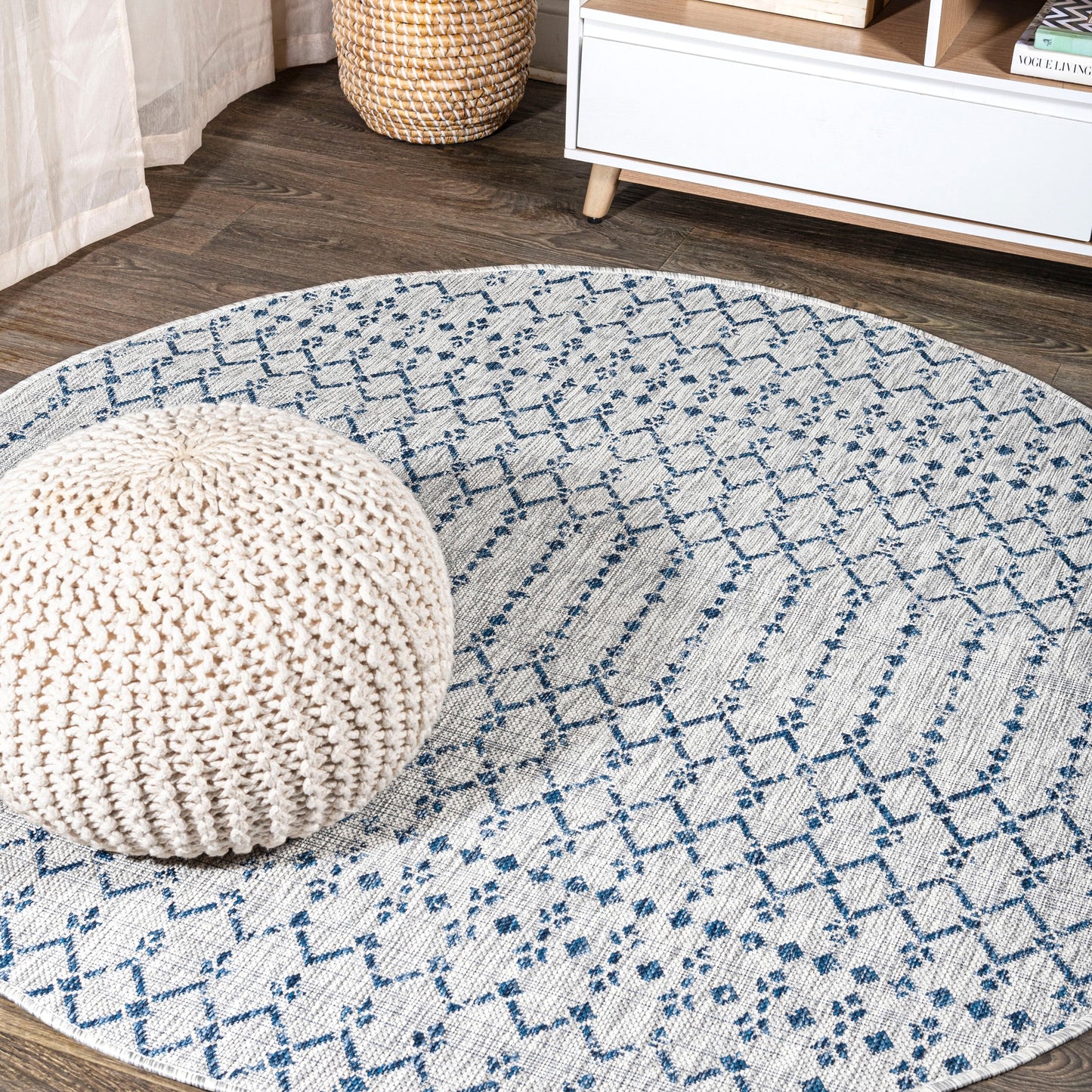 Tapis d'intérieur/extérieur à tissage géométrique marocain JONATHAN Y Trebol