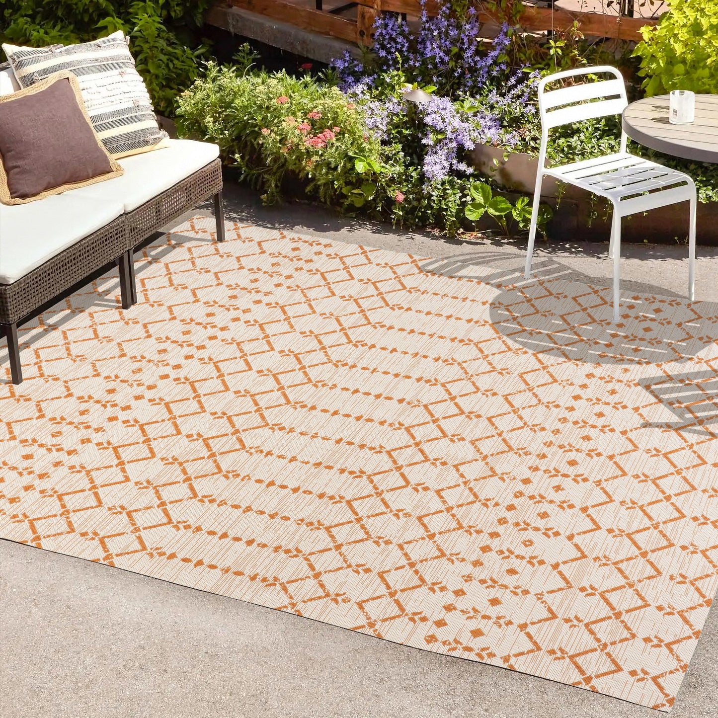 Tapis d'intérieur/extérieur à tissage géométrique marocain JONATHAN Y Trebol