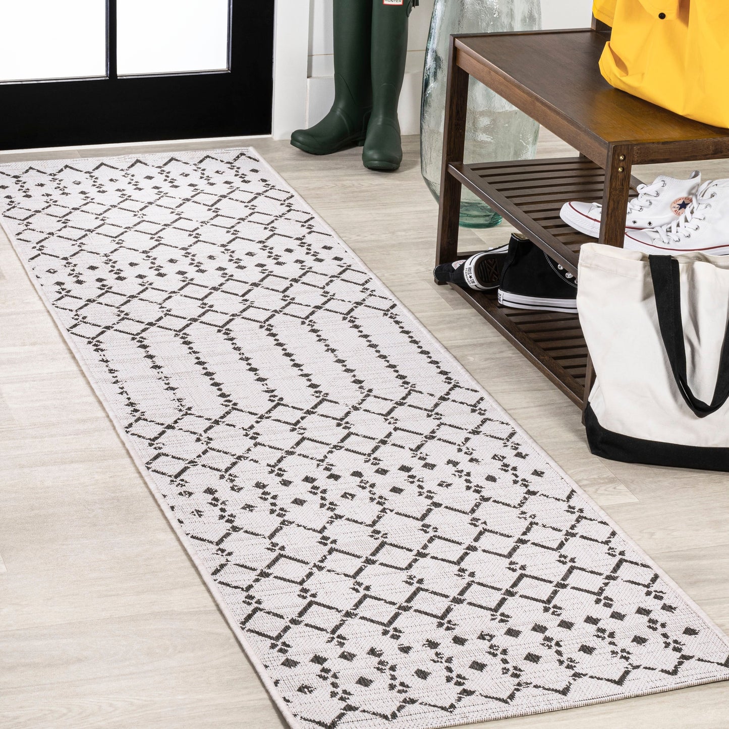 Tapis d'intérieur/extérieur à tissage géométrique marocain JONATHAN Y Trebol