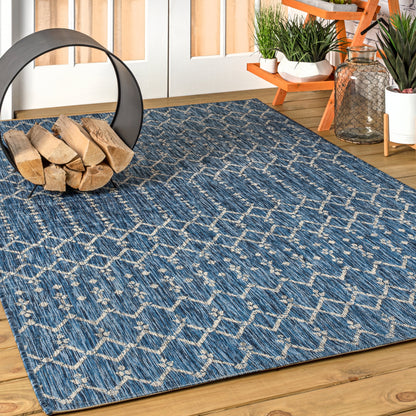 Tapis d'intérieur/extérieur à tissage géométrique marocain JONATHAN Y Trebol