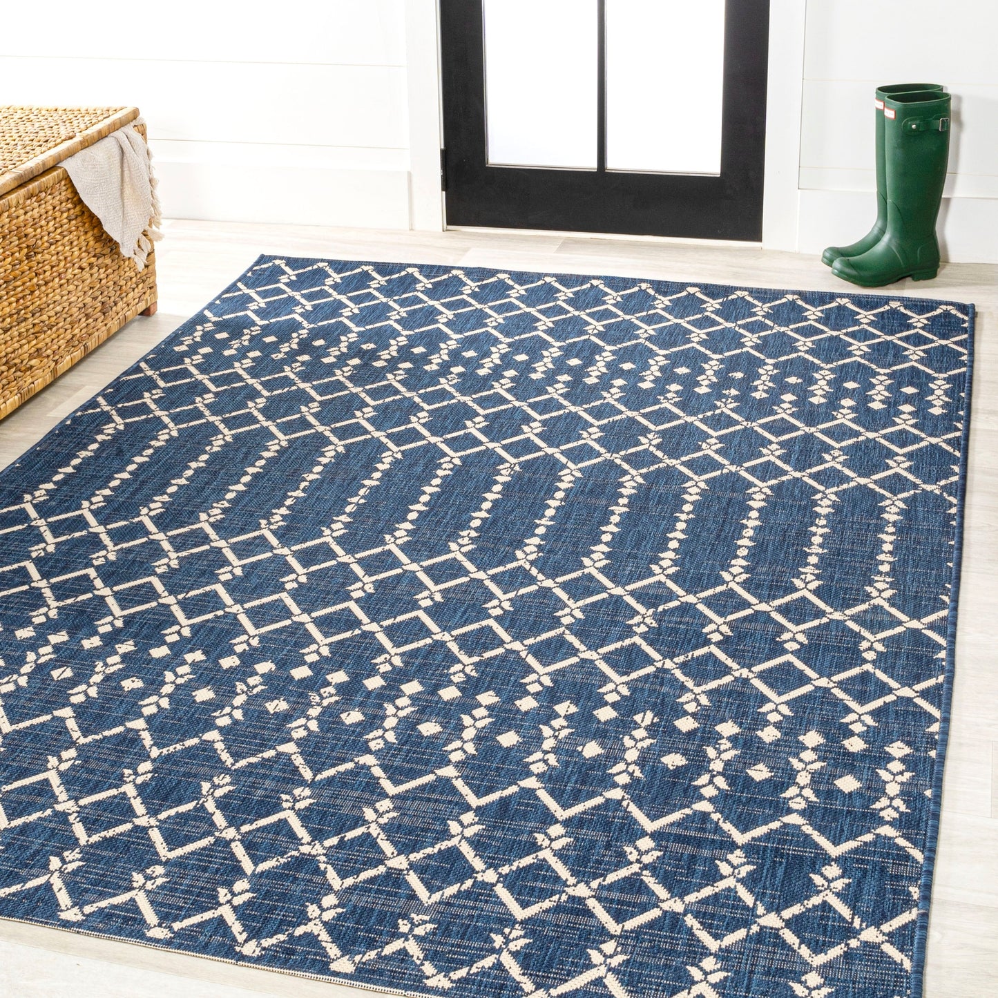 Tapis d'intérieur/extérieur à tissage géométrique marocain JONATHAN Y Trebol