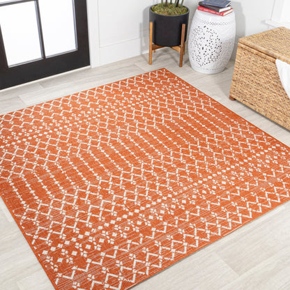 Tapis d'intérieur/extérieur à tissage géométrique marocain JONATHAN Y Trebol