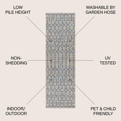 Tapis d'intérieur/extérieur à tissage géométrique marocain JONATHAN Y Trebol