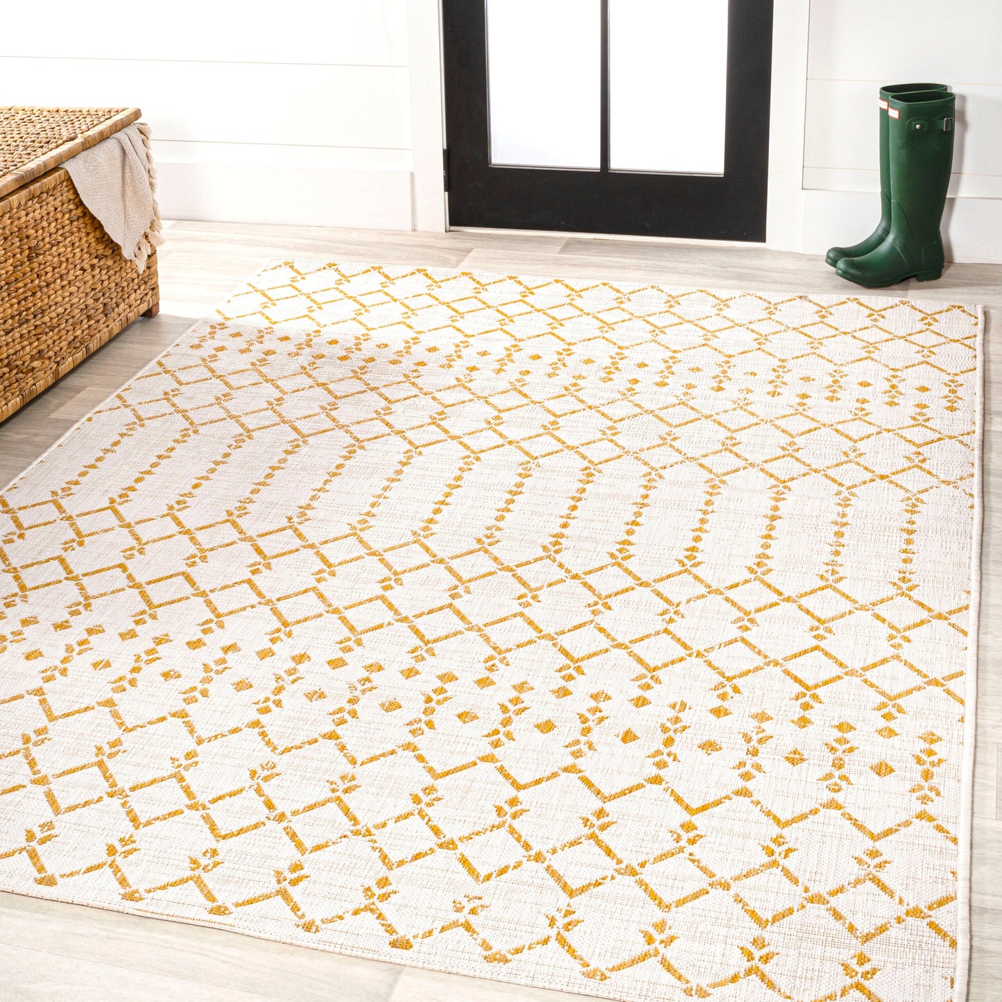 Tapis d'intérieur/extérieur à tissage géométrique marocain JONATHAN Y Trebol