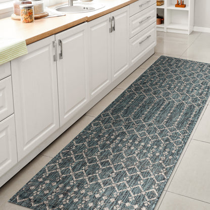 Tapis d'intérieur/extérieur à tissage géométrique marocain JONATHAN Y Trebol