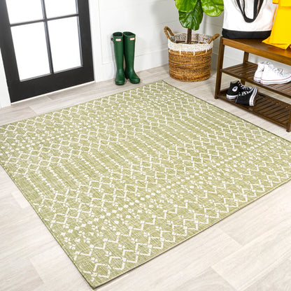 Tapis d'intérieur/extérieur à tissage géométrique marocain JONATHAN Y Trebol
